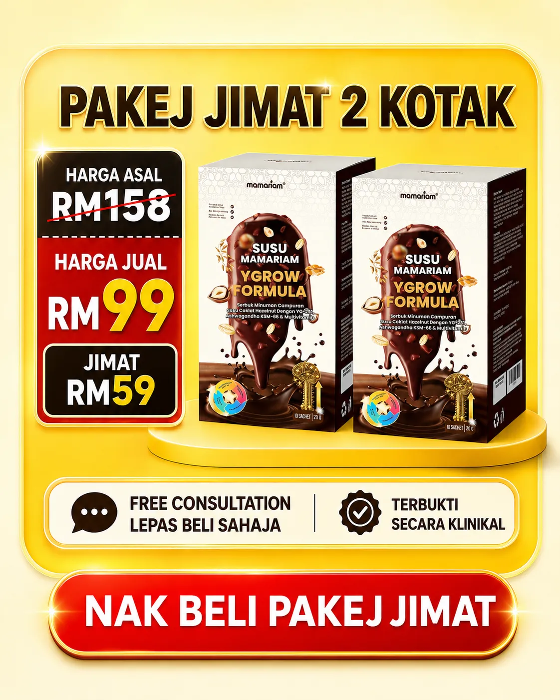 Pakej Jimat 2 Kotak Susu Mamariam YGrow Formula RM99