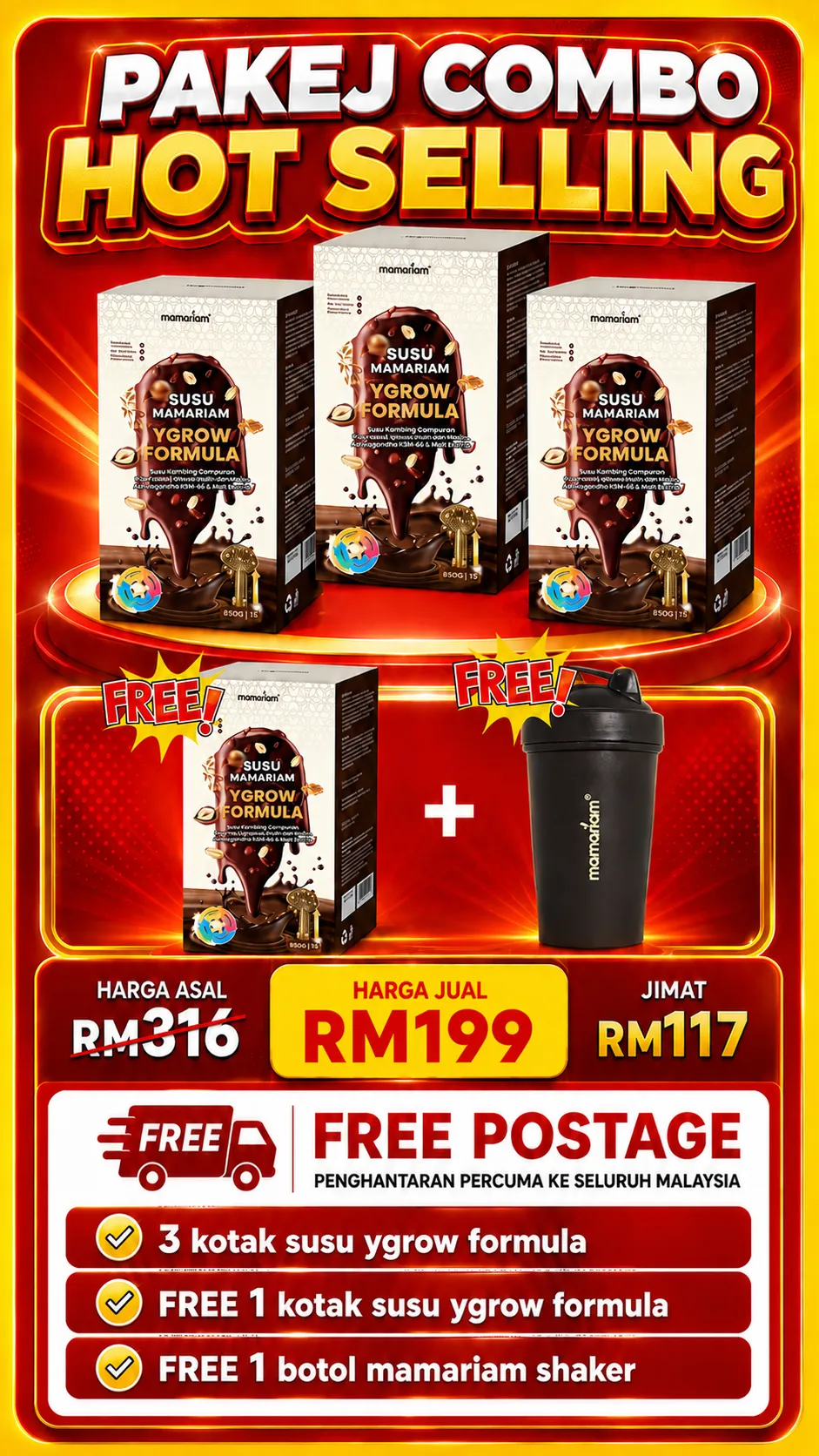 Pakej Combo Hot Selling Susu Mamariam YGrow Formula