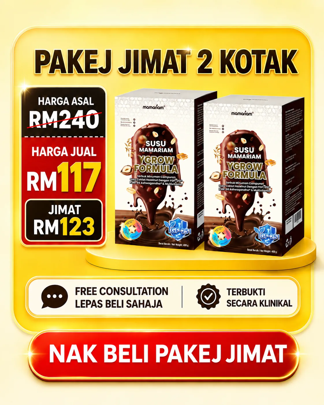 Pakej Jimat 2 Kotak Susu Mamariam YGROW Formula RM117